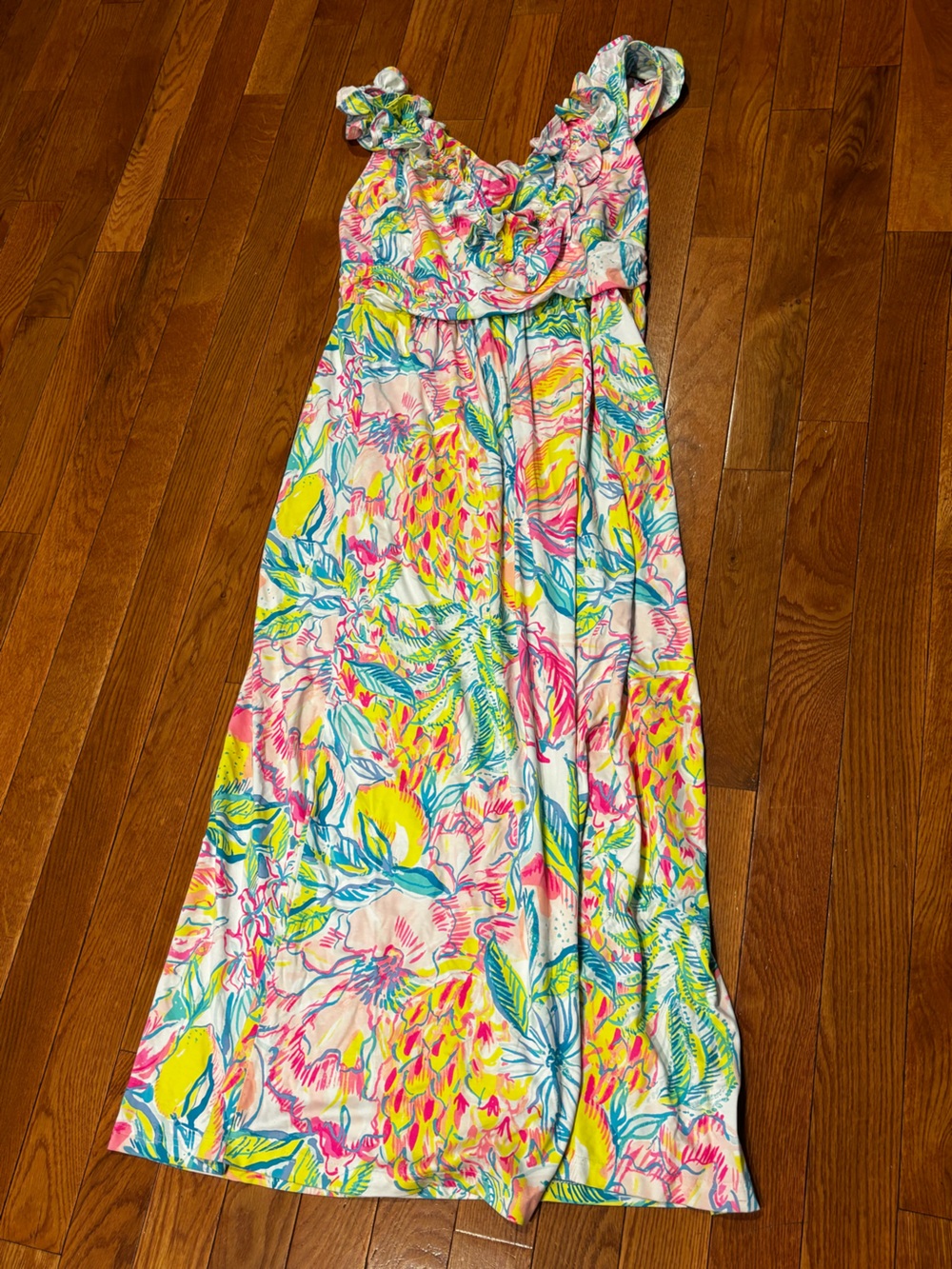 Lilly Pulitzer Bright Pink, Yellow & Blue Tropical Print Dress - Picture 7 of 8